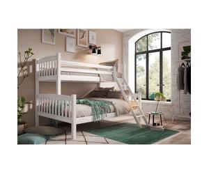 Venprodin - Litera Infantil De Matrimonio Triple De Madera Maciza -190X90/190X135 - Color Blanco