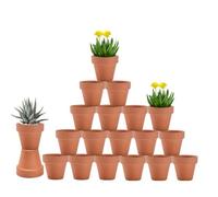 vensovo Macetas de terracota de 7,6 cm con drenaje, paquete de 20 macetas de arcilla, macetas para suculentas, ideales para plantas, manualidades, recuerdos de boda