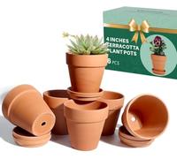 vensovo Terra Cotta Macetas con platillo - Maceta de cerámica de Arcilla para Cactus, macetas suculentas, Agujero de Drenaje, Ideal para Plantas