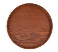 Venta loca Comidas naturales redondas de madera sólida, café, té, refrigerio, comidas, servicio, restaurante, bandejas(Marrón)