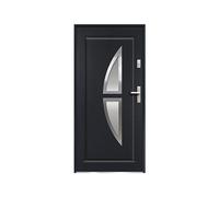 Vente-unique - Puerta de entrada de acero acristalada con inox Alt. 207 x Ancho 100 cm antracita - se abre hacia la izquierda COVAS Gray