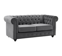 Venta-Unica - Sof√° de 2 plazas de Terciopelo Antracita Chesterfield