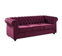 Venta-Unica - Sof√° de 3 plazas Chesterfield - Terciopelo Ciruela