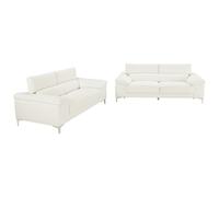 Venta-unica - Sofá 3+2 plazas de Piel Solange - Blanco