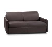 Venta-unica - Sofá Cama de 3 plazas Tipo Italiano de Piel sintética CALIFE - Marrón - Somier de láminas de 140 cm - Colchón de 18 cm