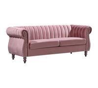 Venta-Unica - Sofá Chesterfield de 3 plazas de Terciopelo Rojo Viejo Trumbo