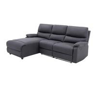 Venta-unica - Sofá rinconera Relax de Tela eléctrico LUNANO - Antracita - Ángulo Izquierdo