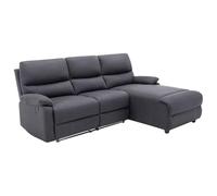 Venta-unica - Sofá rinconera Relax eléctrico de Tela LUNANO - Antracita - Ángulo Derecho