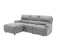 Venta-unica - Sofá rinconera Relax eléctrico de Tela LUNANO - Gris Claro - Ángulo Izquierdo