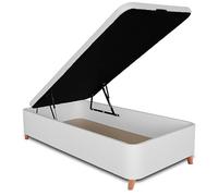 Ventadecolchones - Canapé Abatible Tapizado Serena con Patas y Tapa en Tejido 3D Transpirable | Polipiel Blanco | 90 x 190 cm