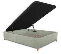 Ventadecolchones - Canapé Abatible Tapizado Serena con Patas y Tapa en Tejido 3D Transpirable | Tela Antimanchas Verde Agua | 150 x 200 cm