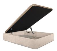 Ventadecolchones - Canapé Abatible Tapizado Serena con Tapa en Tejido 3D Transpirable | Tela Antimanchas Crudo | 150 x 190 cm