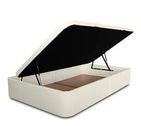 Ventadecolchones - Canapé Abatible Tapizado Serena de Apertura Lateral y Tapa con Borde en Polipiel + Tejido 3D | Polipiel Blanco Roto | 120 x 190 cm