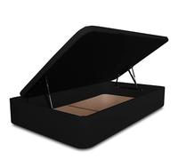 Ventadecolchones - Canapé Abatible Tapizado Serena de Apertura Lateral y Tapa con Borde en Polipiel + Tejido 3D | Polipiel Negro | 120 x 190 cm
