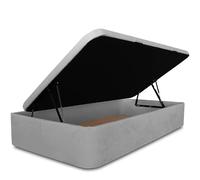 Ventadecolchones - Canapé Abatible Tapizado Serena de Apertura Lateral y Tapa con Borde en Polipiel + Tejido 3D | Tela Antimanchas Gris Perla | 120 x 190 cm