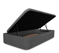 Ventadecolchones - Canapé Abatible Tapizado Serena de Apertura Lateral y Tapa con Borde en Polipiel + Tejido 3D | Tela Antimanchas Gris Antracita | 120 x 190 cm