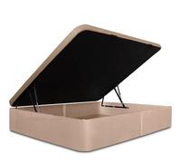 Ventadecolchones - Canapé Abatible Tapizado Serena de Apertura Lateral y Tapa en Tejido 3D | Terciopelo Beige | 150 x 190 cm
