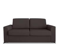 Ventadecolchones - Sofá Cama Italiano 3 Plazas con Subida Y Montaje (207x103x100cm) Berlín en Tela Mozart Antimanchas Chocolate con Patas Metálicas Negras