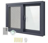 Ventana corrediza de vinilo para casas y cobertizos de repuesto de 29 x 13 27 x 24 31 x 21 32 x 25 pulgadas, aluminio templado y Sn negro h (20 x 20)