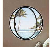 Ventana de ventilación giratoria, Ventana de Vidrio giratoria de 360° - Marco de aleación de Aluminio Negro, Vidrio Templado, Ideal para baños, garajes y áticos - Solución de ventilación de