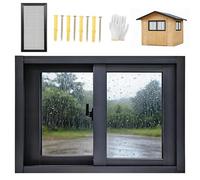 Ventana deslizante de vinilo insonorizado de nergética de 22 x 14 a 32 x 24 pulgadas, marco negro con aislamiento térmico, fácil de instalar, ideal para renovación de sótanos y mejoras del
