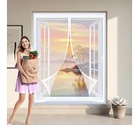 Ventana Magnética 120 x 150 cm Varios Tallas, Cierre Automático, No Requiere Herramientas, Mantiene El Aire Fresco Ventana con Mosquitera Magnética para Todas Las, Blanco