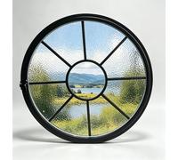 Ventana Redonda con Marco de Aluminio, Rotación 360° con Cristal, Ventana de Obra con Manilla de Bloqueo, Ventana Redonda Giratoria para Baño y Cocina(B,65cm/25.5in)