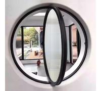 Ventana Redonda giratoria de aleación de Aluminio, Vidrio Templado, Ventana de Ojo de Buey con manija, Ventana abatible para decoración de Cocina y hogar, Color Negro, 1,60 cm/23,6 Pulgadas