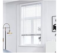 Ventana veneciana horizontal de madera real para el hogar y el baño, 20-59 pulgadas de ancho, blanco opaco, 125 x 225 cm / 49x89in, Slish &