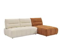 Vente-única - Sofá esquinero modular, respaldo avanzado-retroceso en tejido texturizado Beige y Terracota APOLIU - 3 plazas