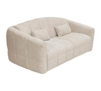 Vente-unique ‚Äì Sof√° Cama ‚Äì Sof√° Convertible Express de 3 plazas en Tejido buclette Beige ‚Äì Cama 140 cm ‚Äì Colch√≥n de 14 cm RETUNA II