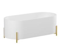 Vente-unique-BaÒera ovalada independiente blanca con patas doradas - 160 x 73,5 x 59 cm - ALONSA