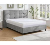 Vente-unique-Cama 180 x 200 cm con cabecero Acolchado - Tela - Gris - NIRPIO