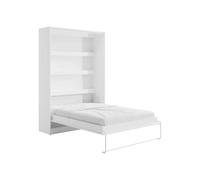 Vente-unique-Cama abatible 140 x 200 cm - Apertura Vertical Manual - con Leds - Blanco - RAPILI