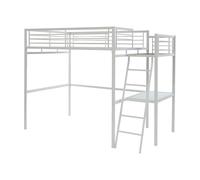 Vente-unique - Cama Alta Casual II - 140 x 190 cm - Plataforma Escritorio - Blanco