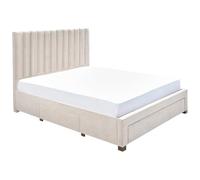Vente-unique-Cama con 3 cajones 160 x 200 cm - Tela - Beige - LIAKO