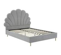 Vente-unique-Cama con cabecero 160 x 200 cm - Tela - Gris Claro - LIVAYA