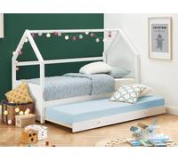 Vente-unique-Cama Nido cabaña 2 x 90 x 190 cm - Pino - Blanco - HURRA