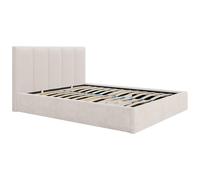 Vente-unique-Canapé abatible de 160 x 200 cm con cabecero de Costuras Verticales - Tela - Beige - KILACLO