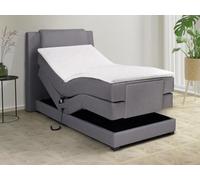 Vente-unique-Conjunto Completo boxspring cabecero + somieres elÈctricos Relax + colchÛn + sobrecolchÛn - 100x200 - Tela - Gris Claro - Castel II de Palacio