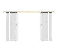 Vente-unique - Doble corredera ¼r con sistema de montaje 2 x 205 x 93 cm de aluminio y vidrio templado satinado - LINCI II