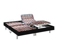 Vente-unique DREAMEA Somier articulado elÈctrico 2x78 terminales con Estructura de Madera Negra 2x90x200 cm - Motor OKIN