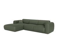 Vente-unique - Gran sof√° esquinero Izquierda de Tela Jaspeada Verde POGNI