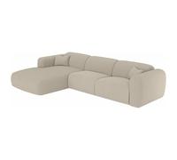 Vente-unique-Gran Sofá Cama rinconera Izquierdo Convertible Express en Tejido Jaspeado Beige POGNI