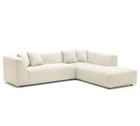 Vente-unique-Gran sofá de Esquina Derecho de Pana Beige NAEMIA de Maison Céphy