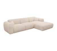 Vente-unique-Gran Sofá de Esquina Derecho de Pana Beige POGNI de Maison CÈphy