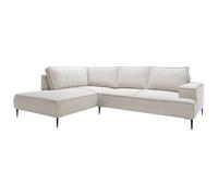 Vente-unique-Gran Sofá rinconera Izquierda de Pana Beige GINETO