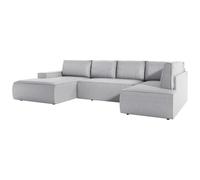 Vente-unique-Gran sofá rinconera Izquierda panorámico en Terciopelo Gris Claro Amelia