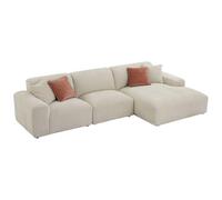 Vente-unique-Gran sofá rinconero Derecho de Pana Beige TIRONO de Maison Céphy