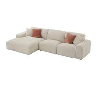 Vente-unique-Gran sofá rinconero Izquierdo de Terciopelo Beige Acanalado TIRONO de Maison Céphy